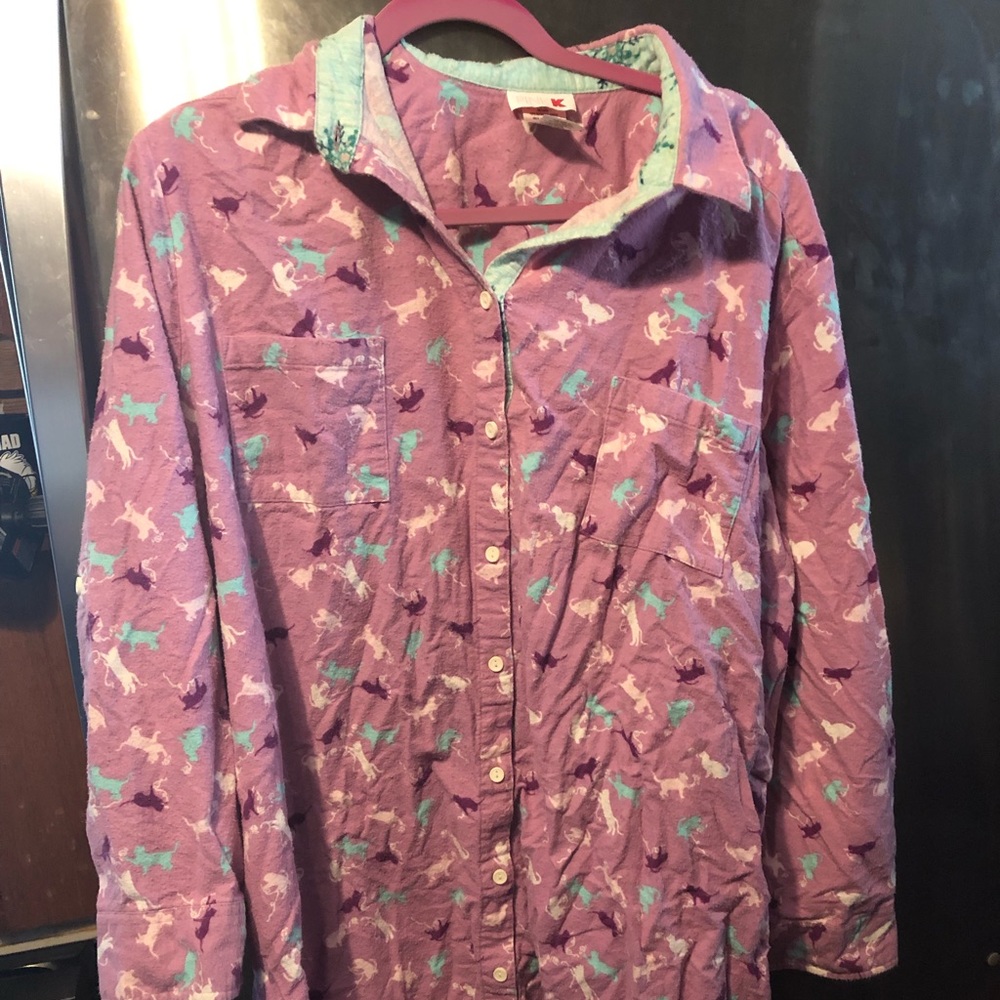 Pink K Flannel Cat Lady Nightshirt- 415 🎉 $12 or 🎉